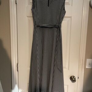 Calvin Klein Collection Black and White Gingham Midi Dress